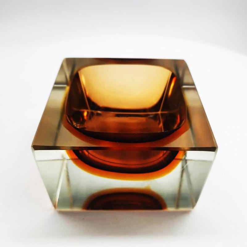 1960s Stunning Square Ashtray or Catch-all in Murano Glass by Flavio Poli for Seguso. 9,5 cm / 3.74 inches