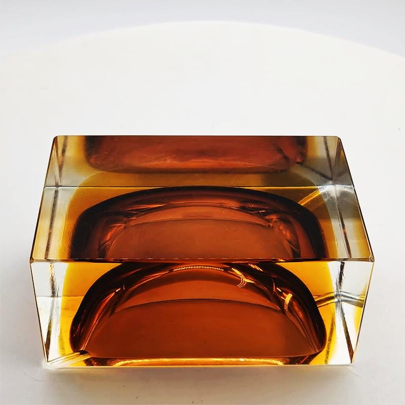 1960s Rectangular Ashtray or Catch-all in Murano Glass by Flavio Poli for Seguso.
