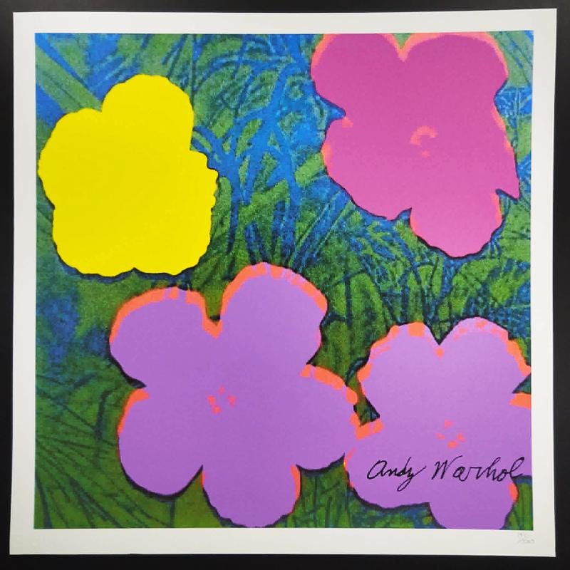 1980s Andy Warhol "Flowers" Limited Edition Lithograph by CMOA - 50 x 50 cm