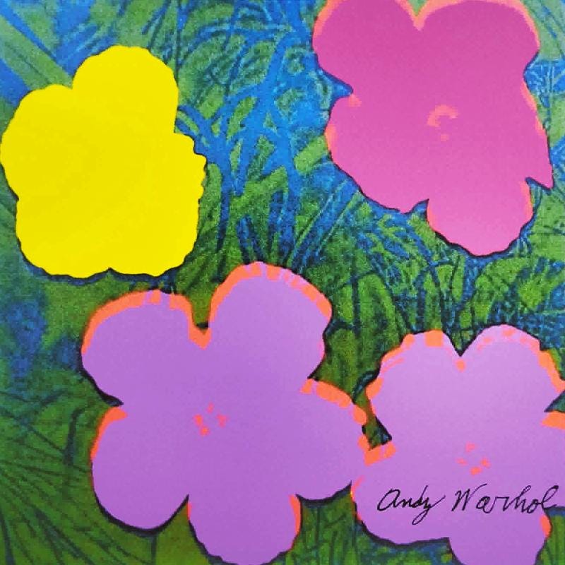1980s Andy Warhol "Flowers" Limited Edition Lithograph by CMOA - 50 x 50 cm