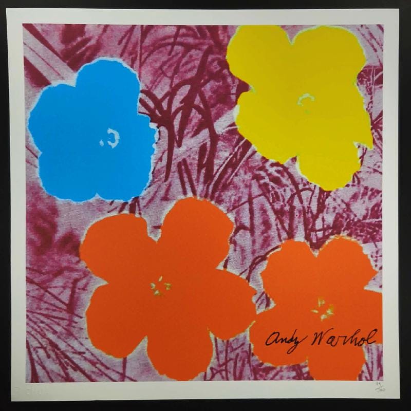 1980s Andy Warhol "Flowers" Limited Edition Lithograph by CMOA - 50 x 50 cm