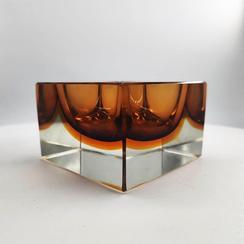 1960s Stunning Square Ashtray or Catch-all in Murano Glass by Flavio Poli for Seguso. 9,5 cm / 3.74 inches