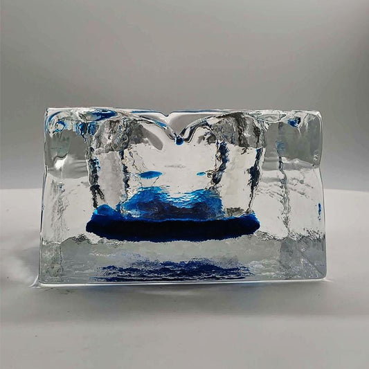 1960s Big Square Ashtray or Catch-all in Hand-Worked Murano Glass with Ice Cube effect. Made in Italy - 12 cm