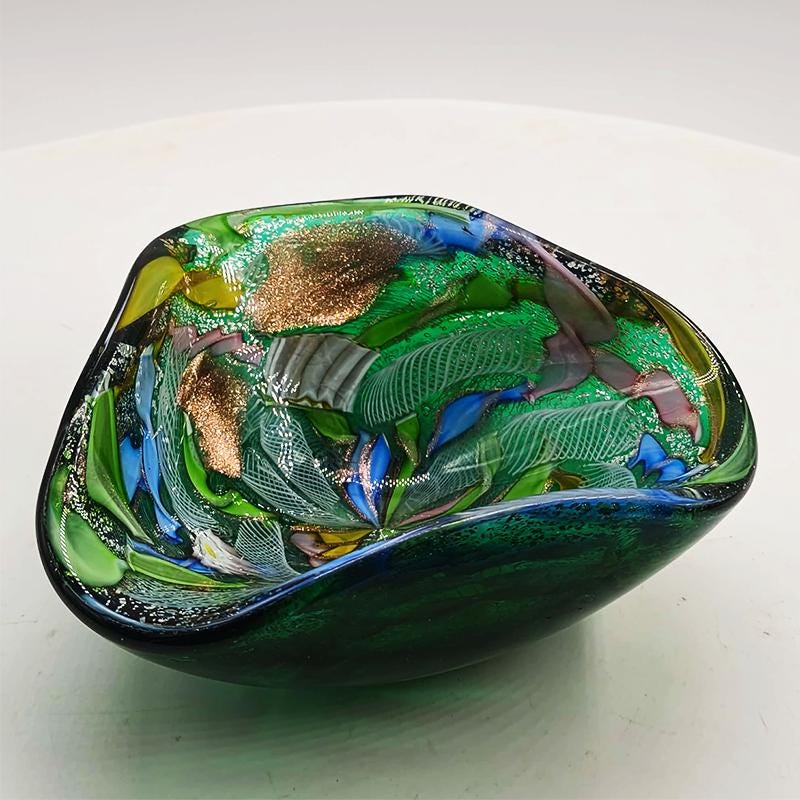 1950s Stunning Ashtray in Murano glass by Dino Martens - Tutti Frutti. Made in Italy. 13 cm. / 5.11 inches