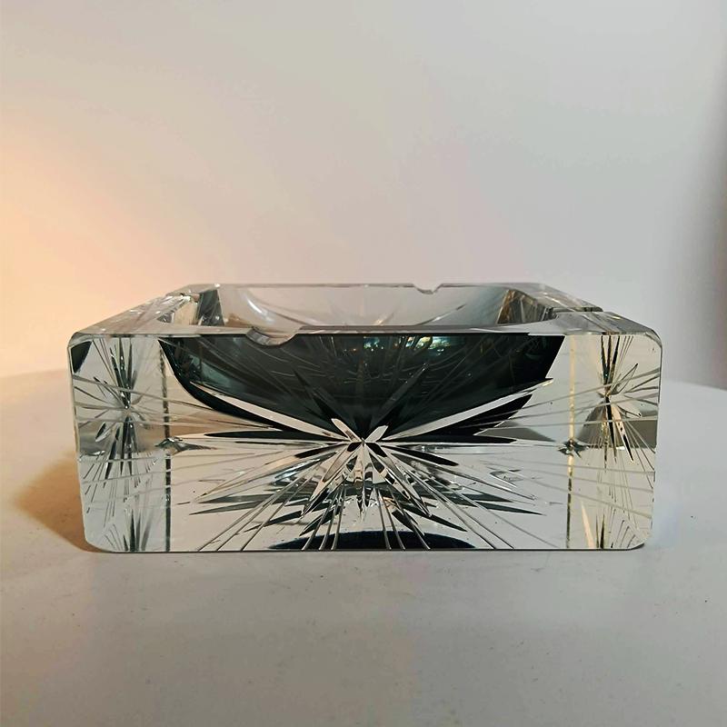 1970s Big Rare Square Ashtray or Catch-all in Murano Glass by Mandruzzato . 14 cm / 5.51 inches