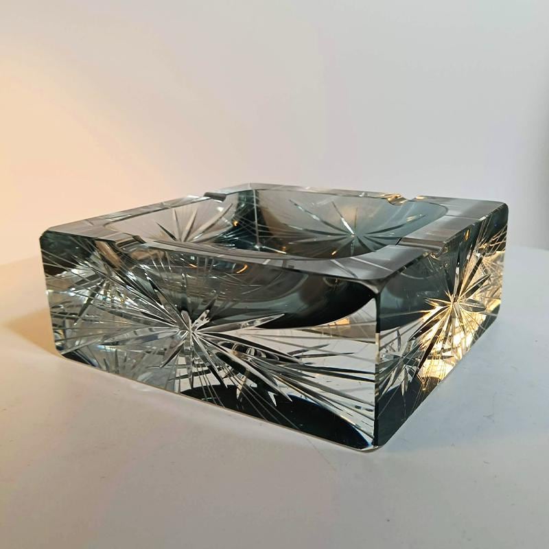 1970s Big Rare Square Ashtray or Catch-all in Murano Glass by Mandruzzato . 14 cm / 5.51 inches