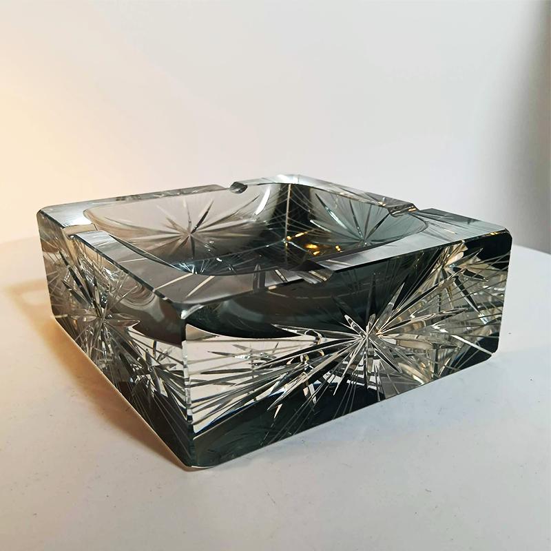 1970s Big Rare Square Ashtray or Catch-all in Murano Glass by Mandruzzato . 14 cm / 5.51 inches