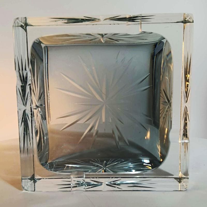 1970s Big Rare Square Ashtray or Catch-all in Murano Glass by Mandruzzato . 14 cm / 5.51 inches