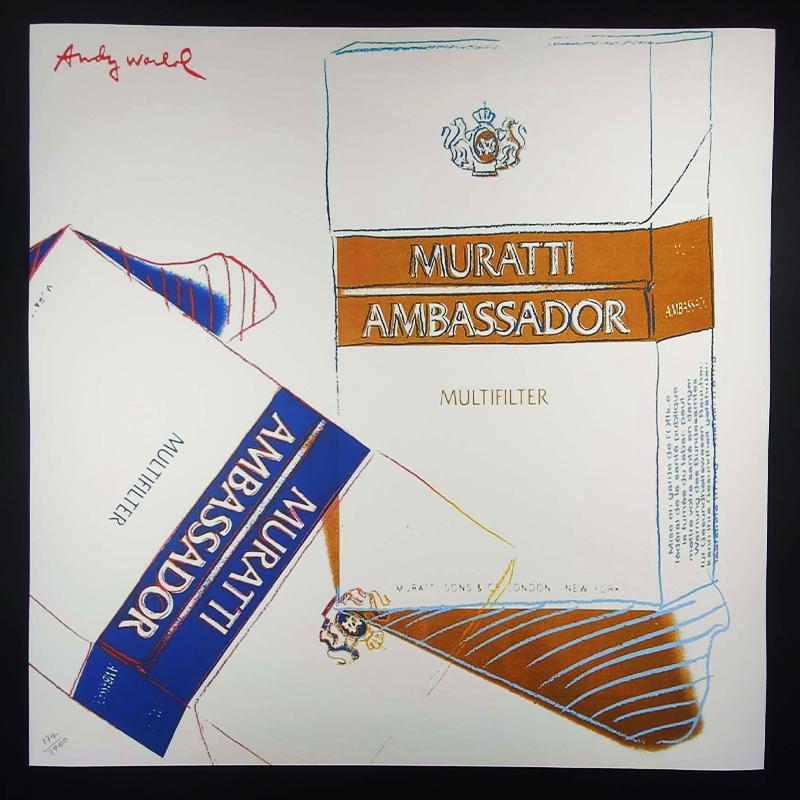 1980s Big Andy Warhol "Muratti Ambassador" Limited Edition Lithograph Numbered in Pencil by CMOA. 60 cm / 23.62 inches