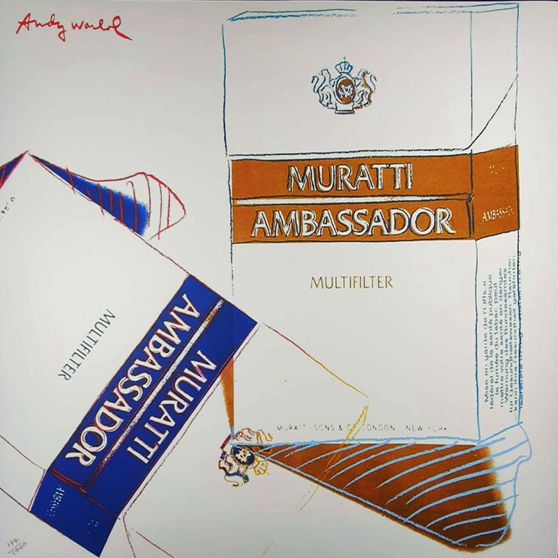 1980s Big Andy Warhol "Muratti Ambassador" Limited Edition Lithograph Numbered in Pencil by CMOA. 60 cm / 23.62 inches