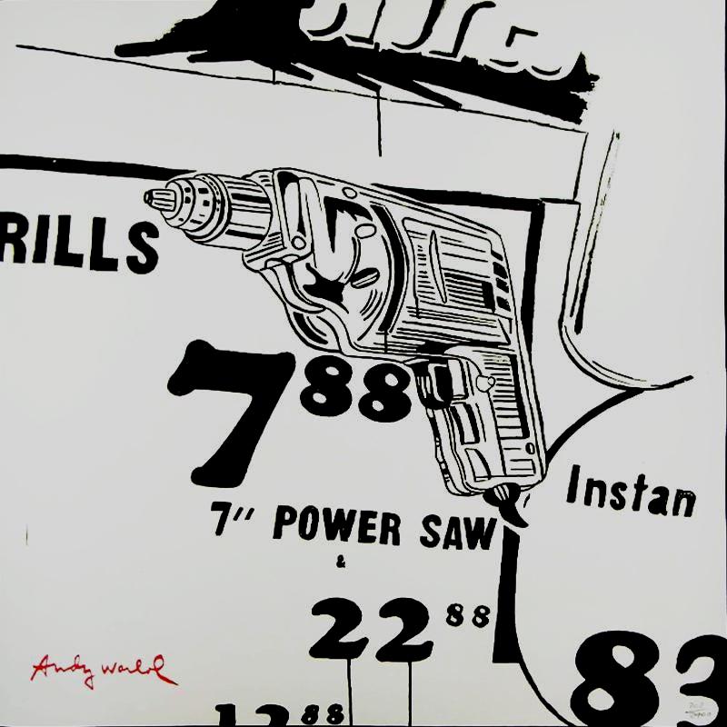 1980s Big Andy Warhol "Drills" Limited Edition Lithograph Numbered in Pencil by CMOA. 60 cm / 23.62 inches