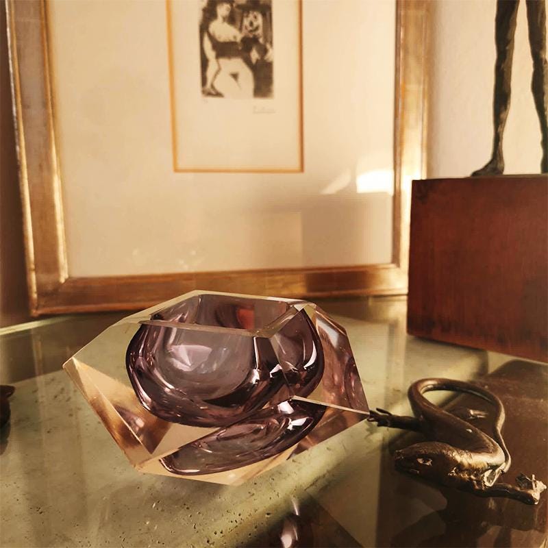 1960s Big rare color Ashtray or Catch-all in Murano Glass by Flavio Poli for Seguso. 15 cm. / 5.90 inches
