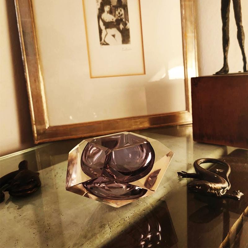 1960s Big rare color Ashtray or Catch-all in Murano Glass by Flavio Poli for Seguso. 15 cm. / 5.90 inches