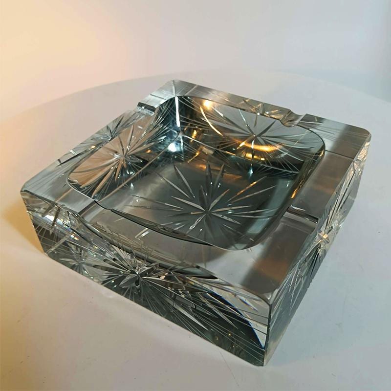 1970s Big Rare Square Ashtray or Catch-all in Murano Glass by Mandruzzato . 14 cm / 5.51 inches