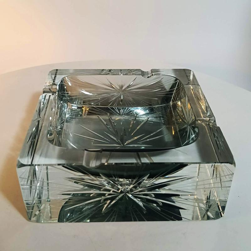 1970s Big Rare Square Ashtray or Catch-all in Murano Glass by Mandruzzato . 14 cm / 5.51 inches