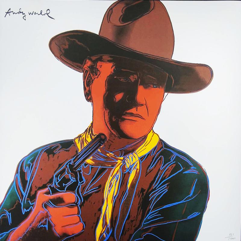 1980s Big Andy Warhol "John Wayne" Limited Edition Lithograph Numbered in Pencil by CMOA. 60 cm / 23.62 inches