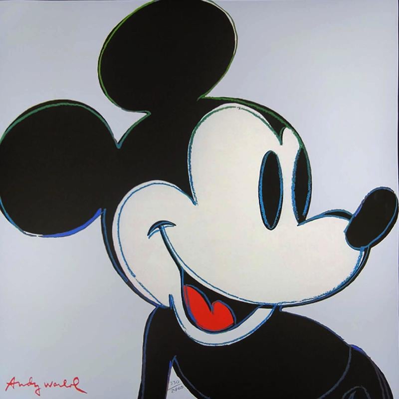 1980s Big Andy Warhol "Mickey Mouse" Classic Edition - Limited Edition Lithograph Numbered in Pencil by CMOA. 60 cm / 23.62 inches