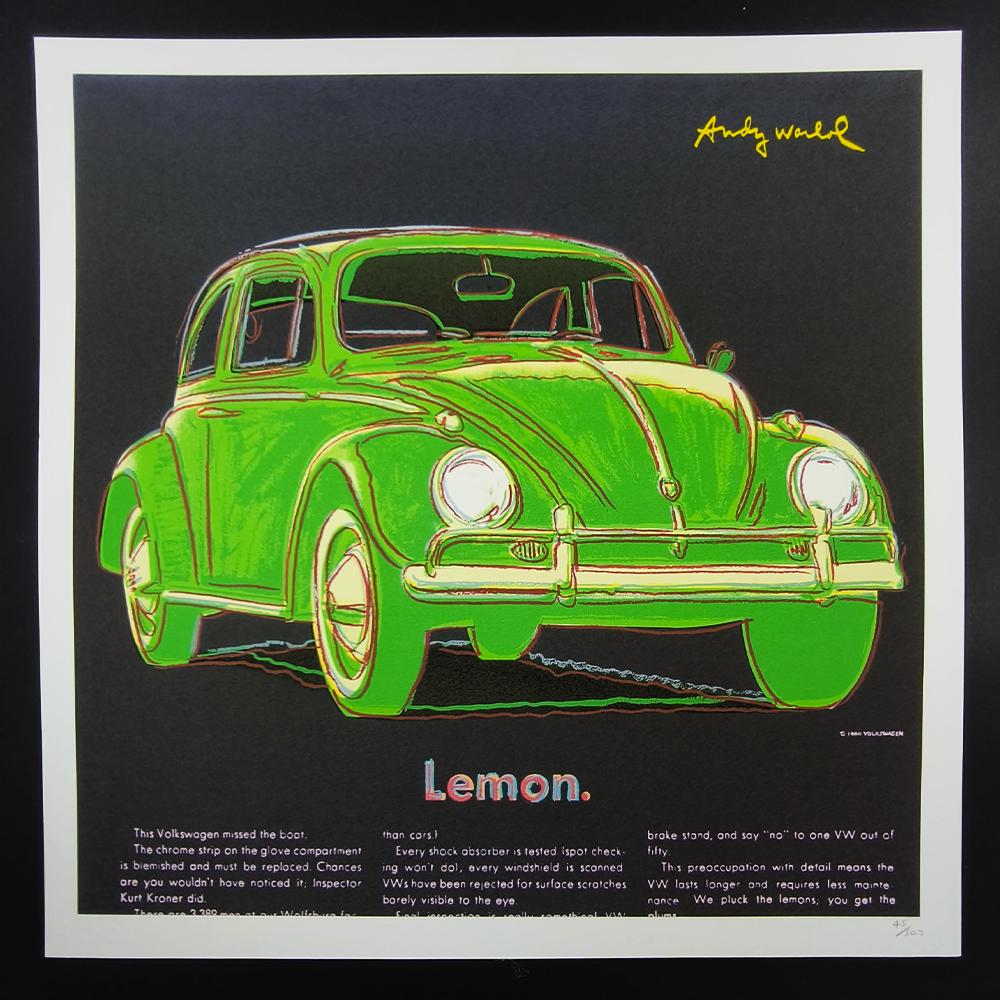 1980s Andy Warhol "Wolkswagen Lemon" Limited Edition Lithograph by CMOA Numbered in Pencil.