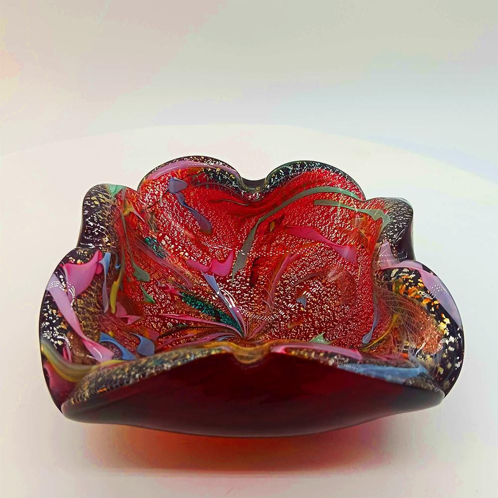 1950s Stunning Ashtray in Murano glass by Dino Martens - Tutti Frutti. Made in Italy. 13 Cm. / 5.11 inches