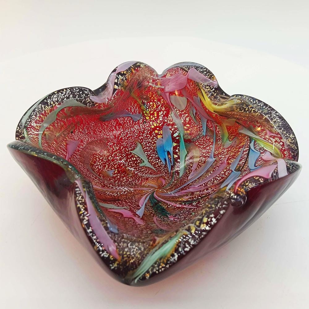 1950s Stunning Ashtray in Murano glass by Dino Martens - Tutti Frutti. Made in Italy. 13 Cm. / 5.11 inches
