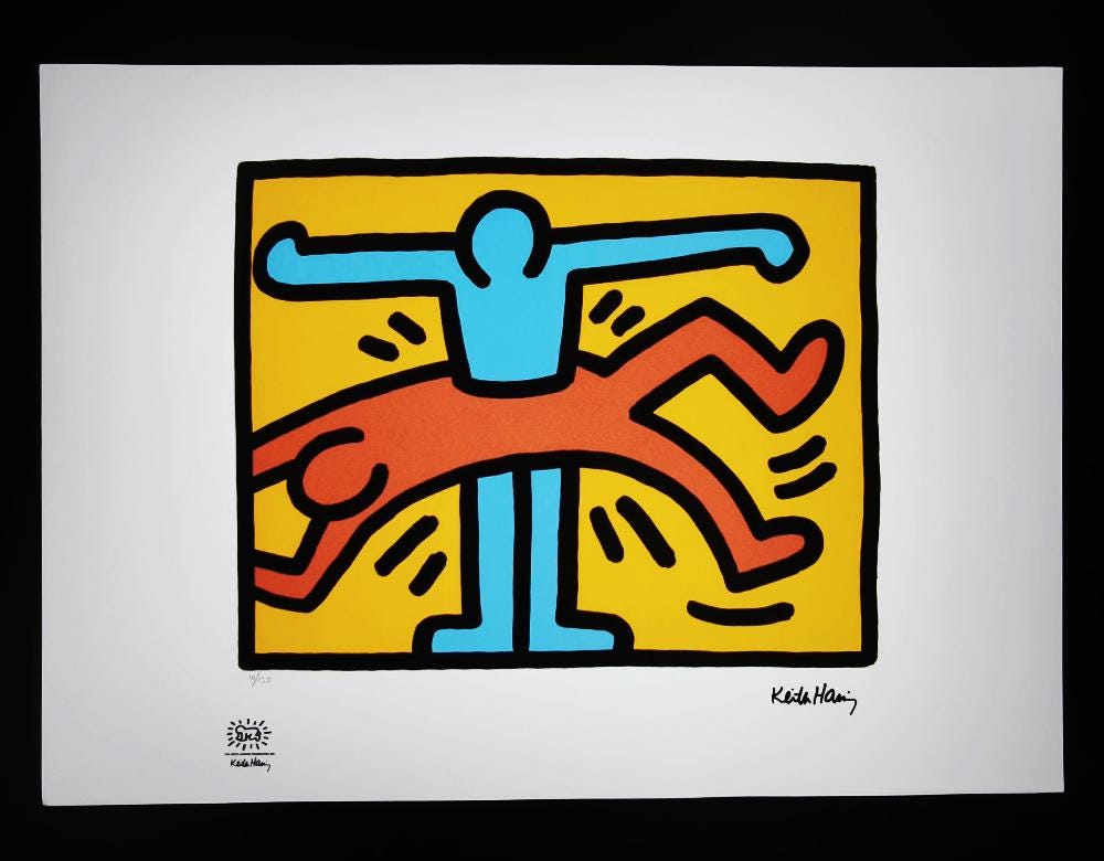 1990s Keith Haring Limited Edition Lithograph Numbered in Pencil.