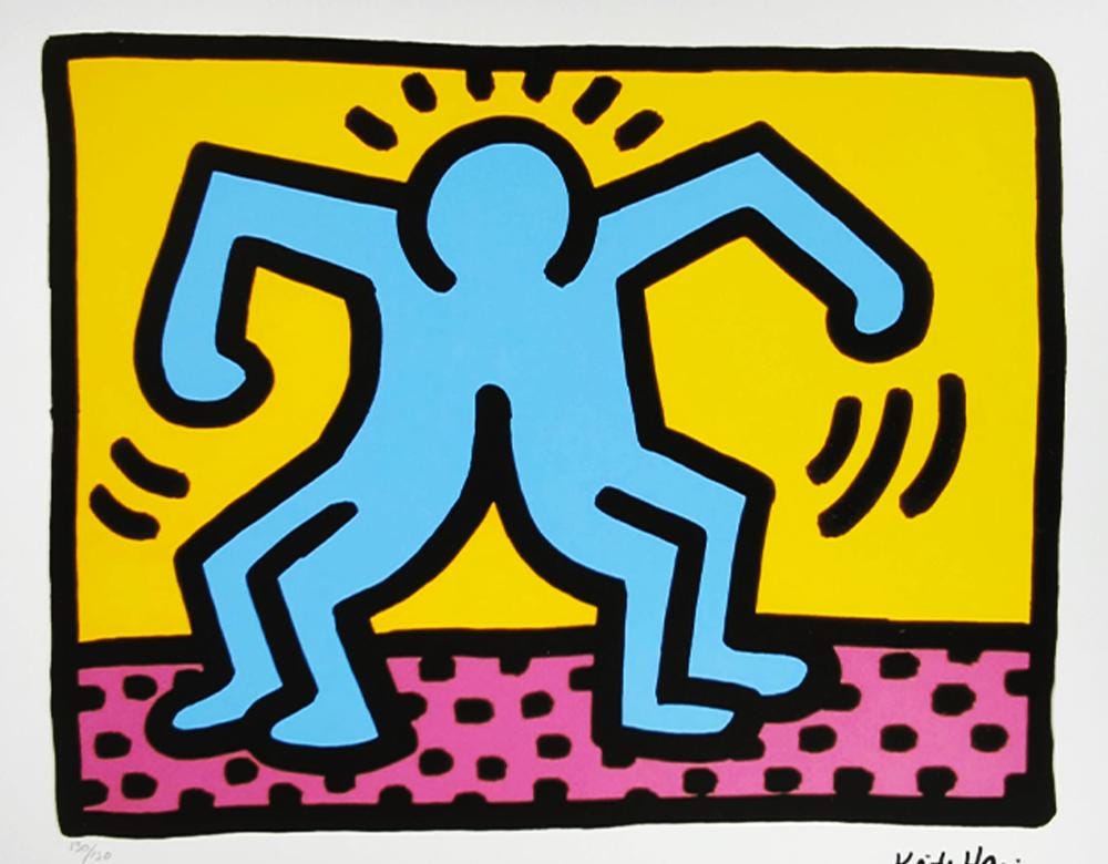 1990s Keith Haring Limited Edition Lithograph Numbered in Pencil.