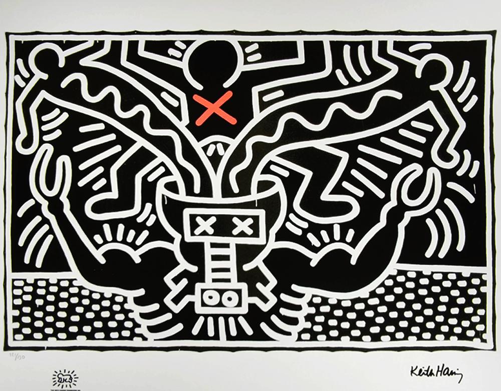1990s Keith Haring Limited Edition Lithograph Numbered in Pencil.