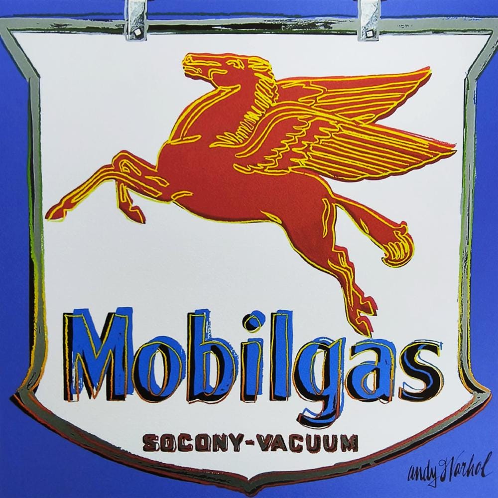 1980s Andy Warhol "Mobilgas" Limited Edition Lithograph by CMOA - 50 x 50 cm