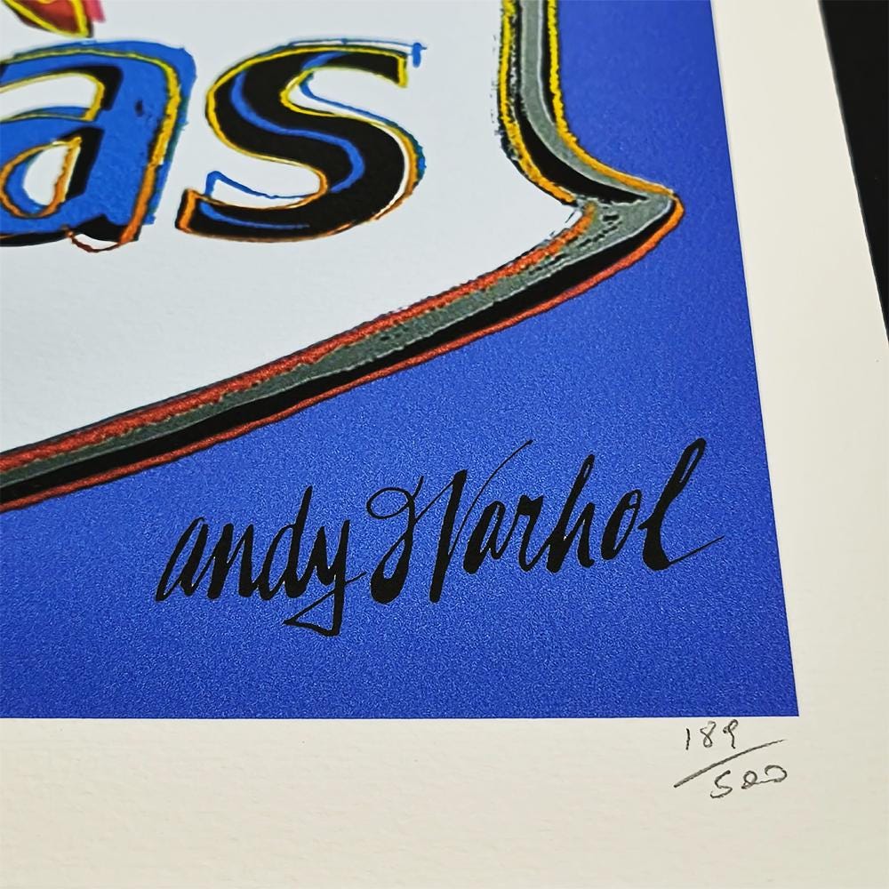 1980s Andy Warhol "Mobilgas" Limited Edition Lithograph by CMOA - 50 x 50 cm