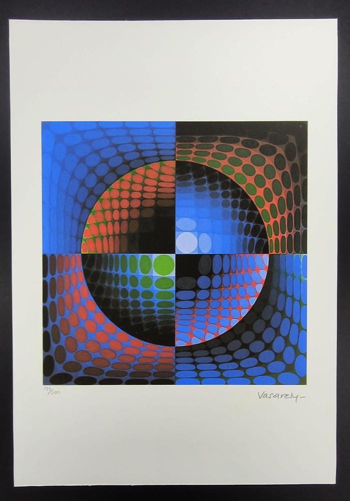 1970s Victor Vasarely Limited numbered Edition Lithograph.
