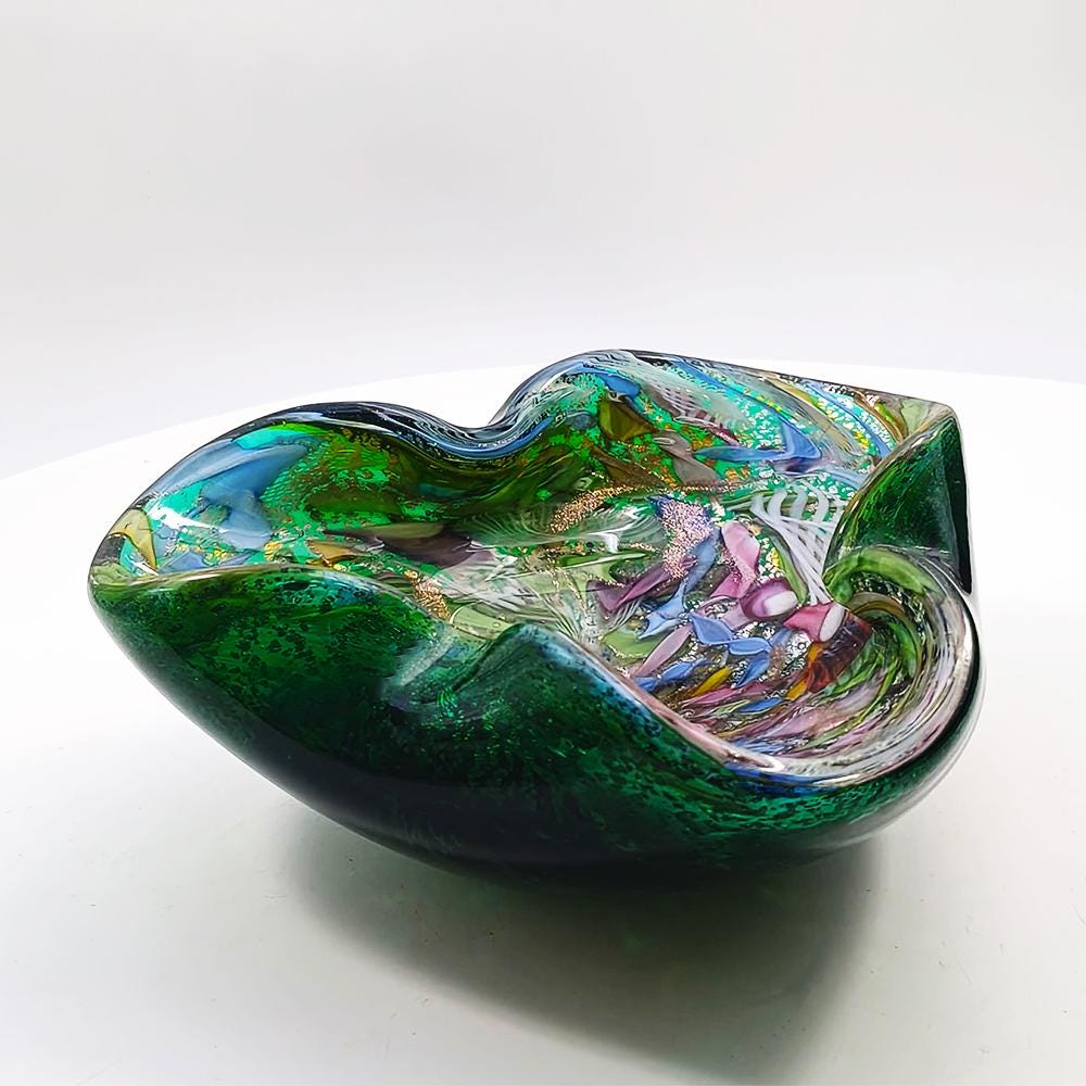 1950s Big Ashtray in Murano Glass by Dino Martens - Tutti Frutti. Made in Italy. 17 cm. / 6.69 inches