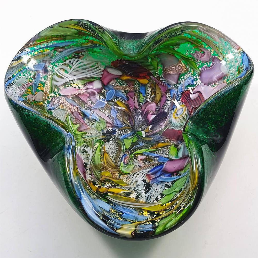 1950s Big Ashtray in Murano Glass by Dino Martens - Tutti Frutti. Made in Italy. 17 cm. / 6.69 inches