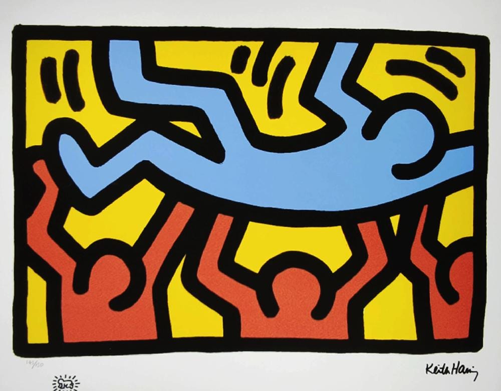 1990s Keith Haring Limited Edition Lithograph Numbered in Pencil.