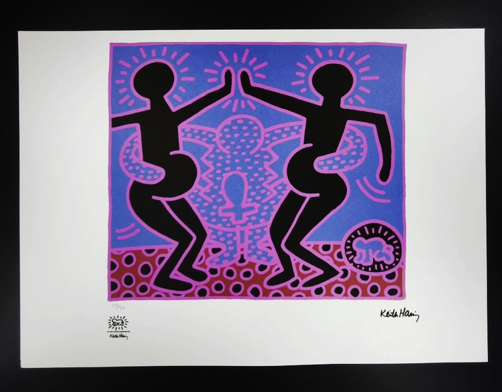 1990s Keith Haring Limited Edition Lithograph Numbered in Pencil.
