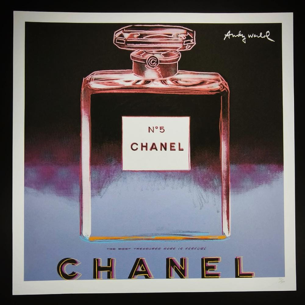 1980s Andy Warhol "Chanel n.5" Limited Edition Lithograph by CMOA - 50 x 50 cm