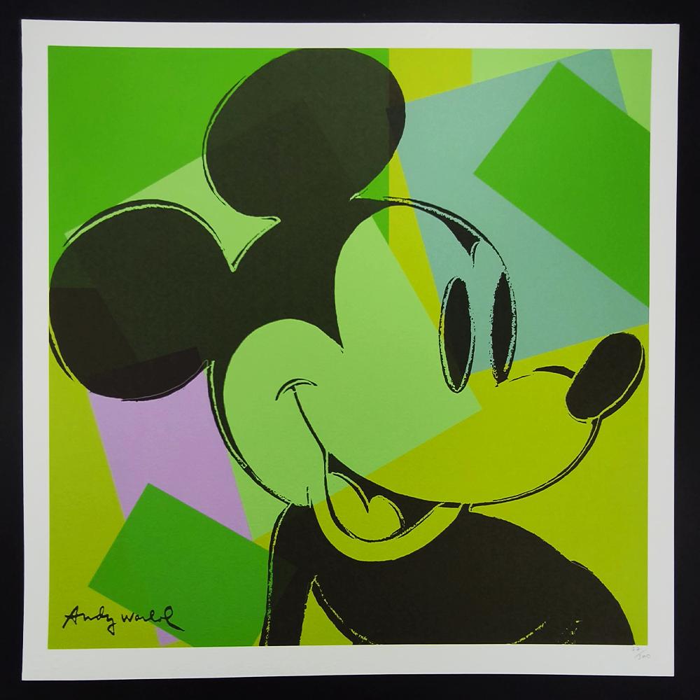 1980s Andy Warhol "Mickey Mouse" Green Limited Edition Lithograph by CMOA - 50 x 50 cm
