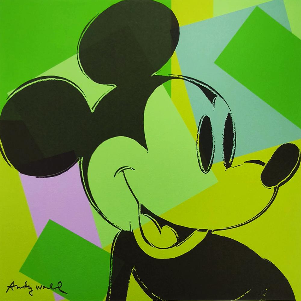 1980s Andy Warhol "Mickey Mouse" Green Limited Edition Lithograph by CMOA - 50 x 50 cm