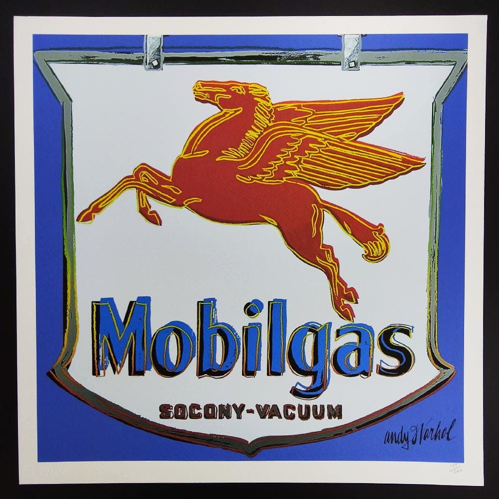 1980s Andy Warhol "Mobilgas" Limited Edition Lithograph by CMOA - 50 x 50 cm