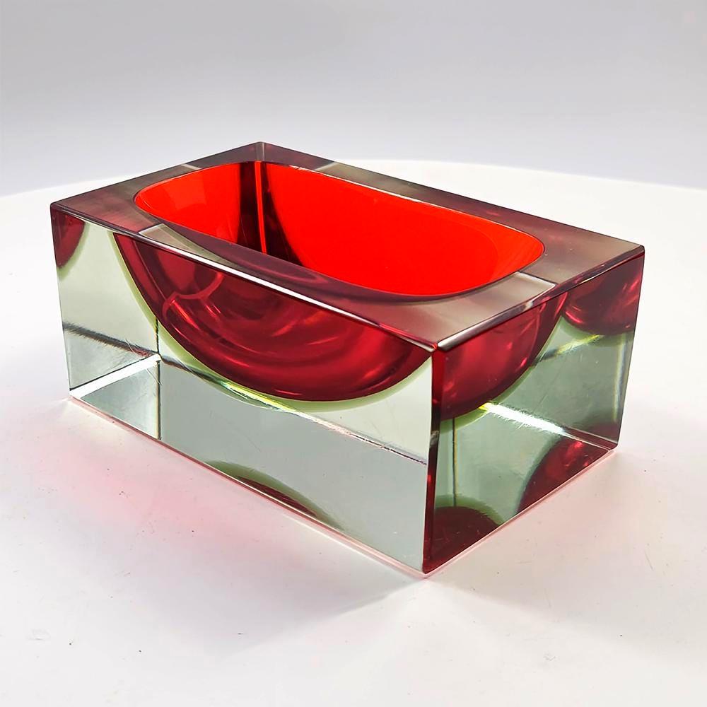 1960s Rectangular Ashtray or Catch-all in Murano Glass by Flavio Poli for Seguso.