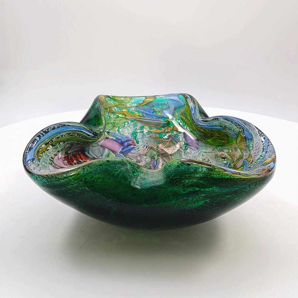 1950s Big Ashtray in Murano Glass by Dino Martens - Tutti Frutti. Made in Italy. 17 cm. / 6.69 inches