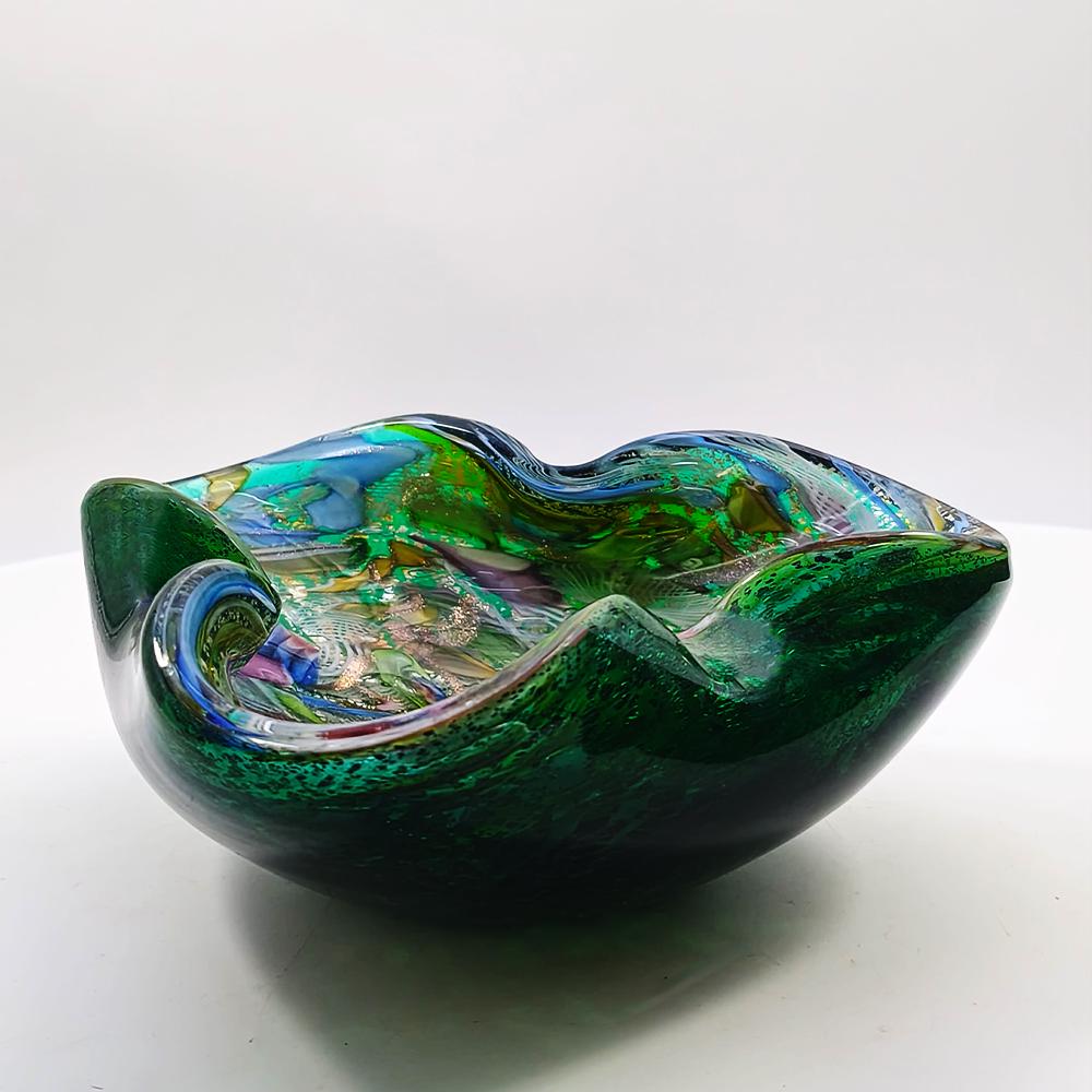 1950s Big Ashtray in Murano Glass by Dino Martens - Tutti Frutti. Made in Italy. 17 cm. / 6.69 inches