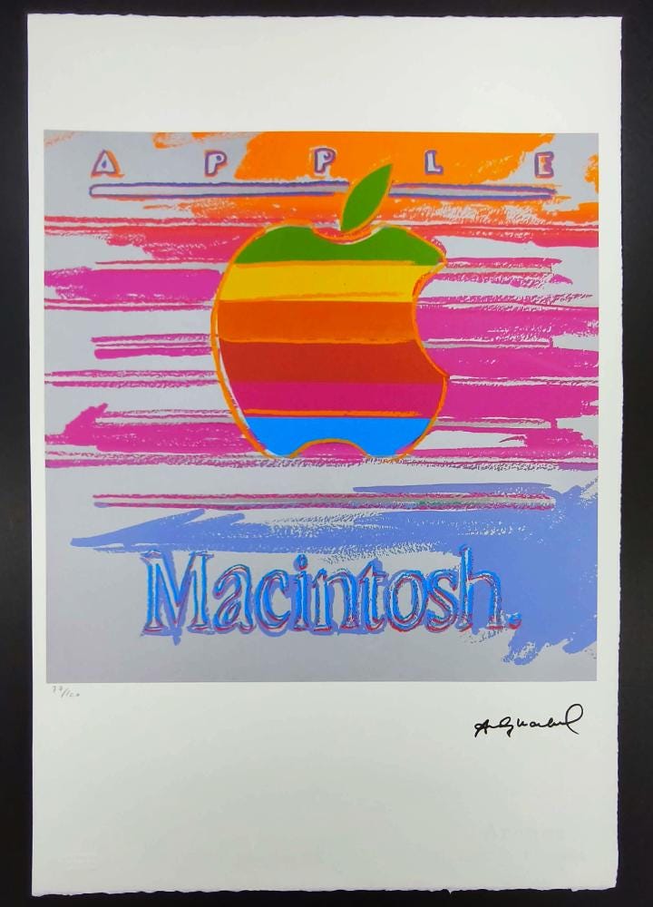 1980S Andy Warhol "Apple - Macintosh" Classic Limited Edition Lithograph by Leo Castelli.