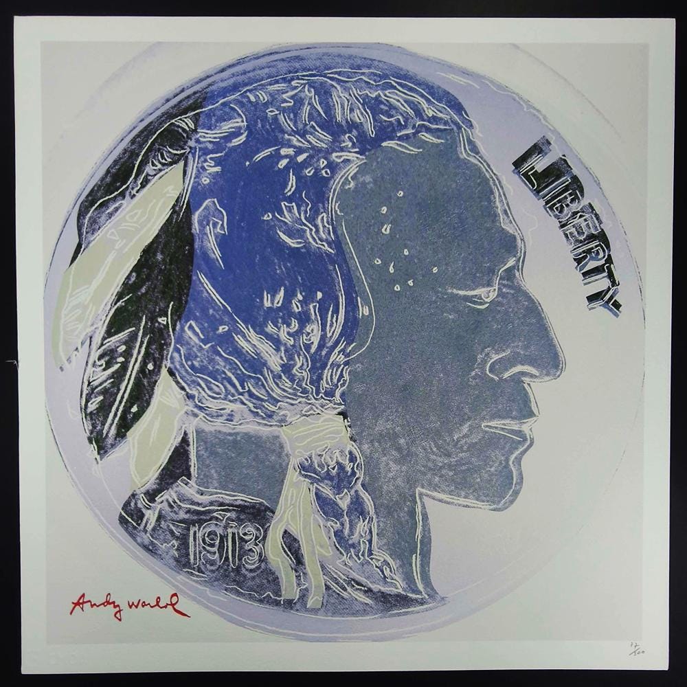 1980s Andy Warhol "Indian Head Nickel" Limited Edition Lithograph.
