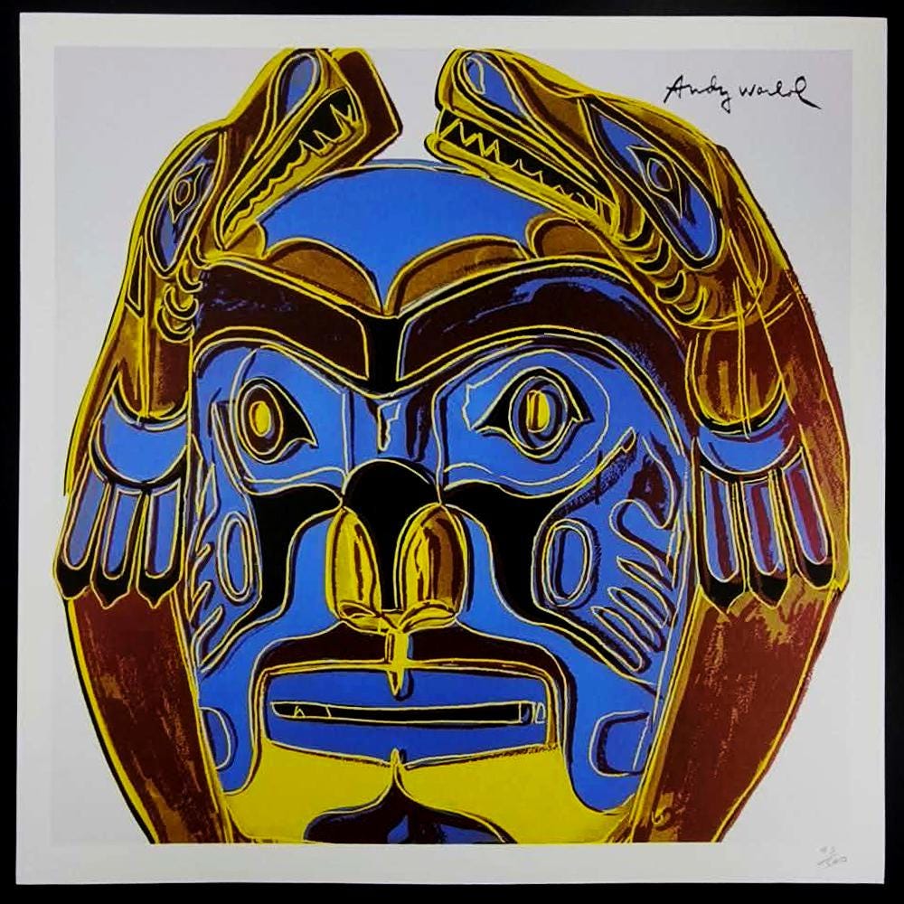 1980s Andy Warhol "Northwest Coast Mask" Limited Edition Lithograph.