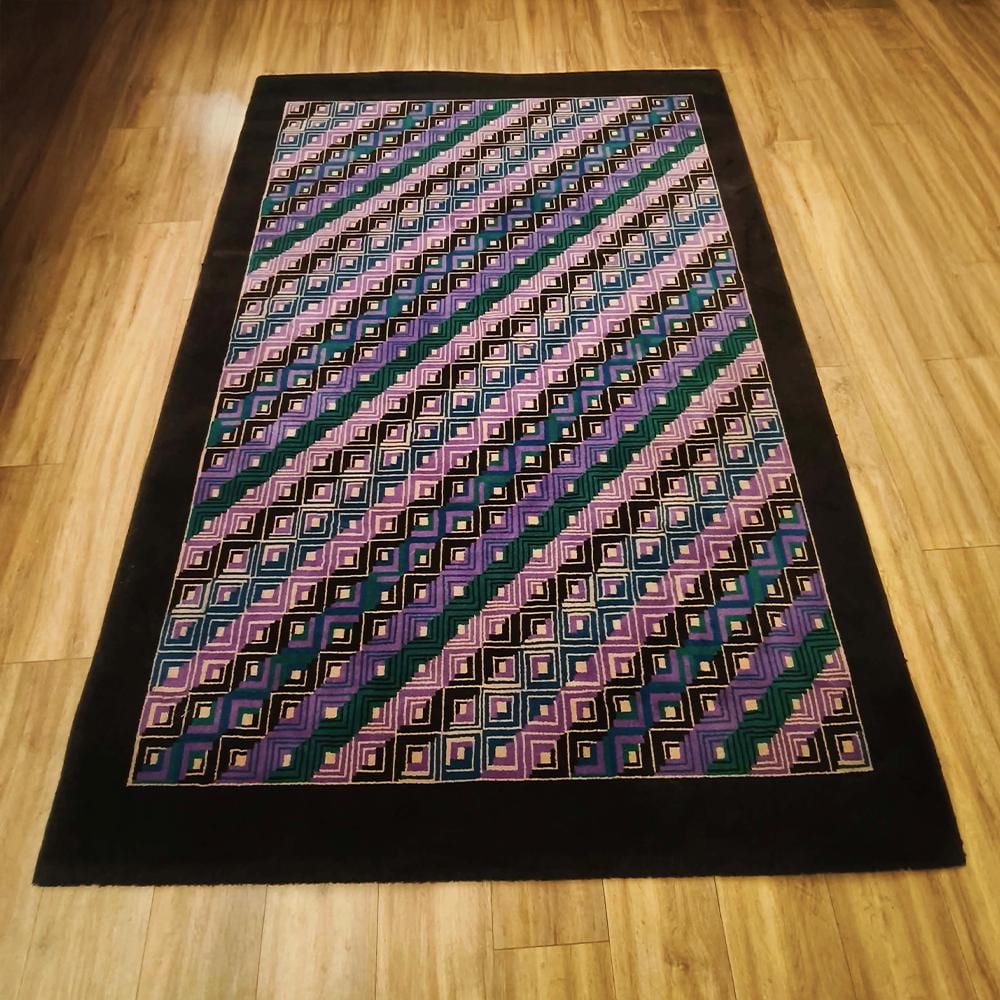 1980S Geometric Rug "Diagonal" by Missoni for T&J Vestor in Pure Wool.