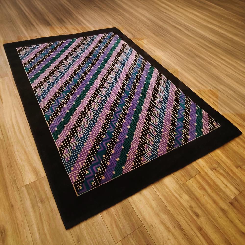 1980S Geometric Rug "Diagonal" by Missoni for T&J Vestor in Pure Wool.