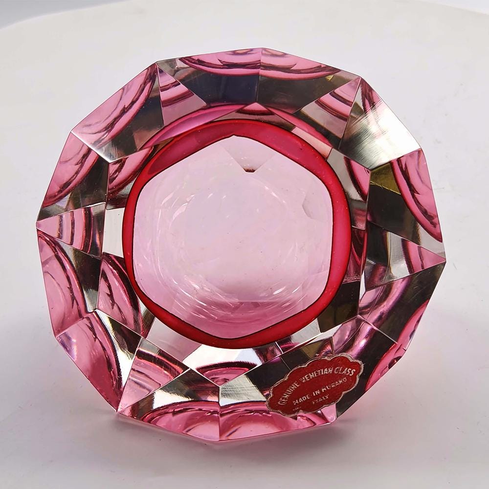 1960s Pink Ashtray in Murano Glass bu Flavio Poli for Seguso.