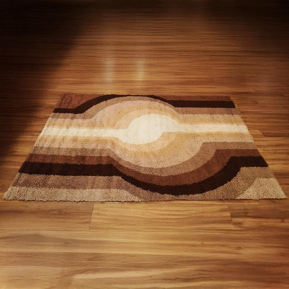 Original Stunning 1970s Big Space Age Rug in Wool. Made in Italy