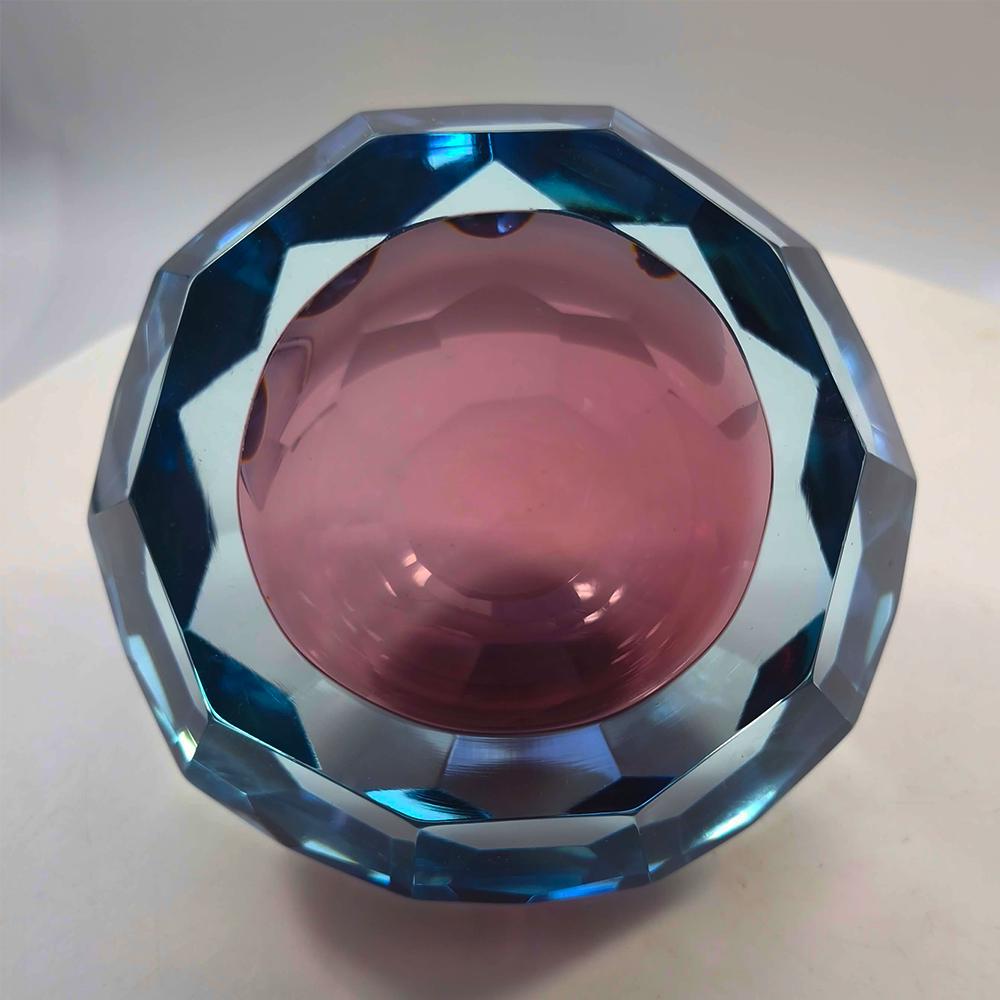 1960s Big Multifaceted Ashtray in Murano Glass by Flavio Poli.