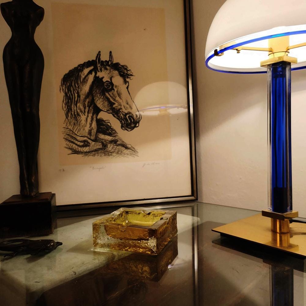 1970s Big Square Ashtray in Murano Glass with Ice Cube effect by Antonio Imperatore.